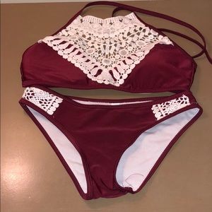 Maroon Fashion Crochet Bikini NEVER WORN!
